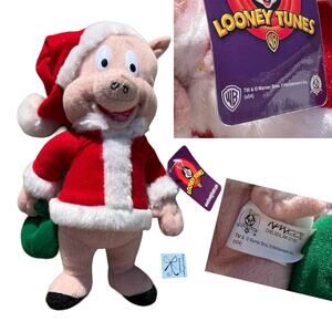 Warner Bros. Looney Tunes 2004 Y2K Porky Pig Santa Plush